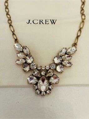 J. Crew Gold-Tone Clear Crystal Bib Necklace